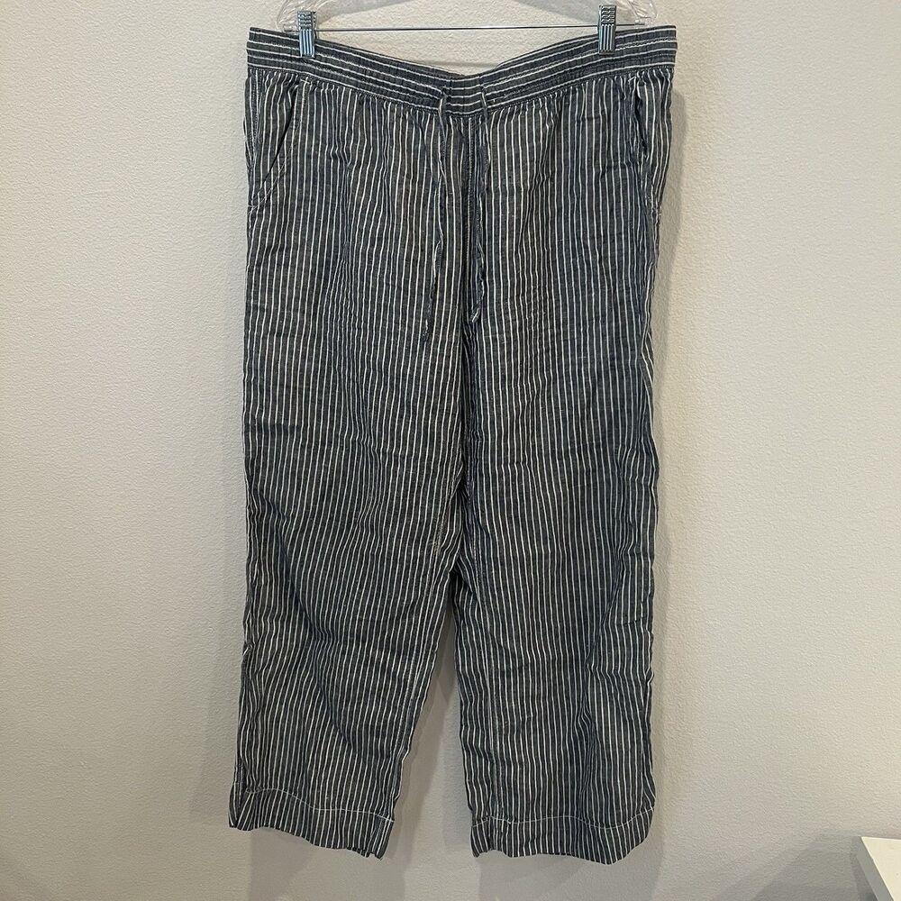 L.L. Bean Women's Premium Washable Linen Pull-On Pants, Stripe 18W
